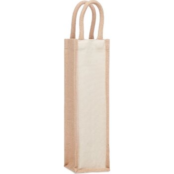 Jute wijntas voor 1 fles Campo di vino beige