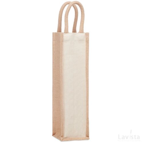 Jute wijntas voor 1 fles Campo di vino beige
