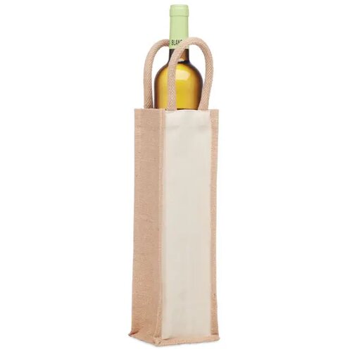 Jute wijntas voor 1 fles Campo di vino beige