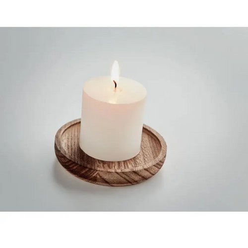 Kaars met ronde houten basis Pentas hout