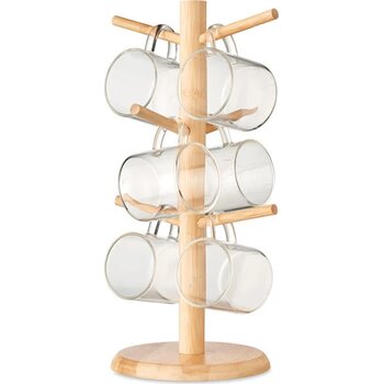 Bamboe bekerhouder met glazen Borocups hout
