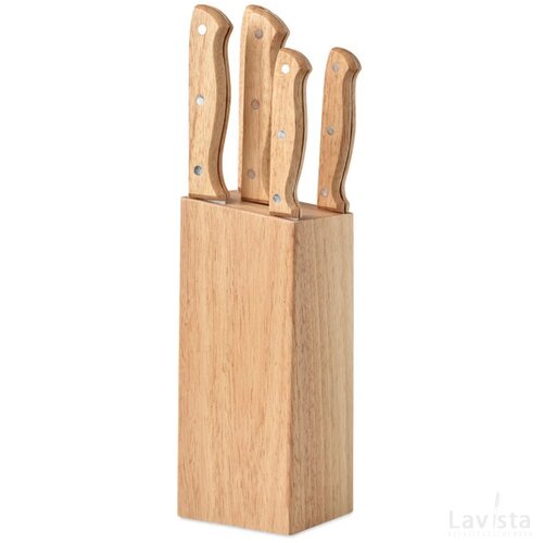 5-delige messenset in blok Gourmet hout