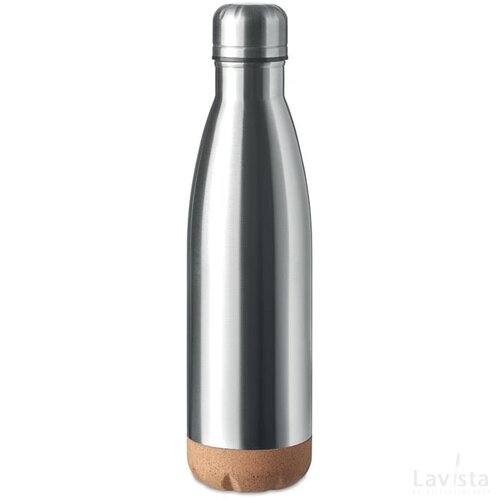Dubbelwandige fles 500 ml Aspen cork mat zilver