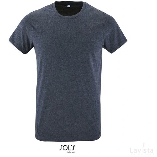Regent f heren t-shirt 150g Regent fit heather denim