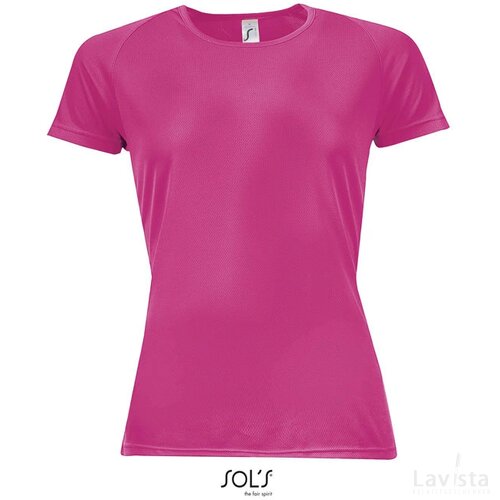 Sportydames t-shirt 140g Sporty women neon roze 2
