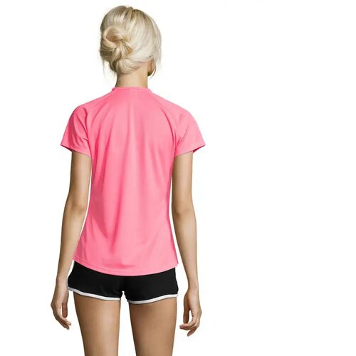 Sportydames t-shirt 140g Sporty women neon roze 2