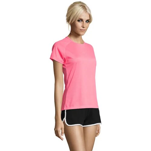 Sportydames t-shirt 140g Sporty women neon roze 2