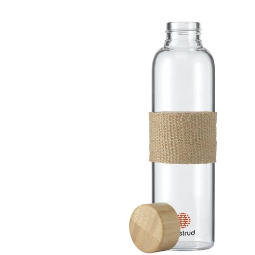 Slanke glazen waterfles met jute sleeve