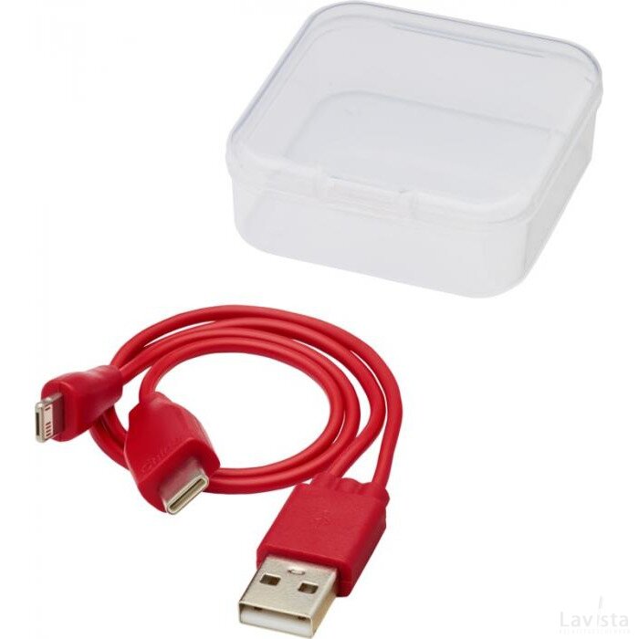 Ario 3 in 1 omkeerbare oplaadkabel Rood