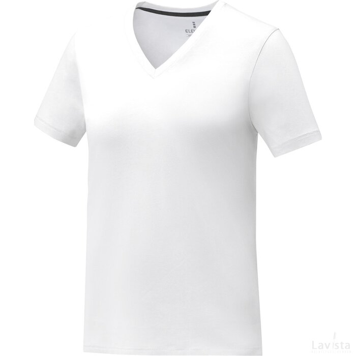 Somoto Dames T-shirt met V-hals en korte mouwen Wit