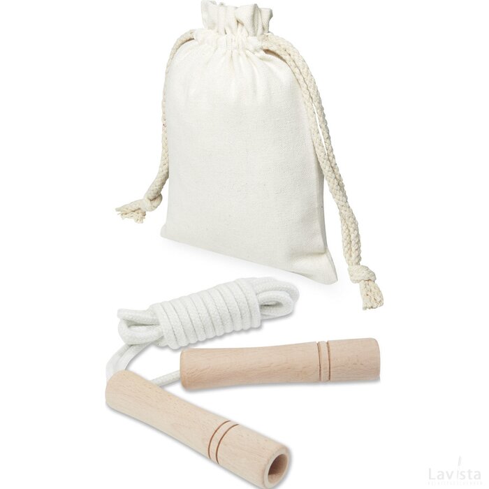 Denise houten springtouw in een katoenen zak Gebroken wit, Hout Gebroken wit/Hout
