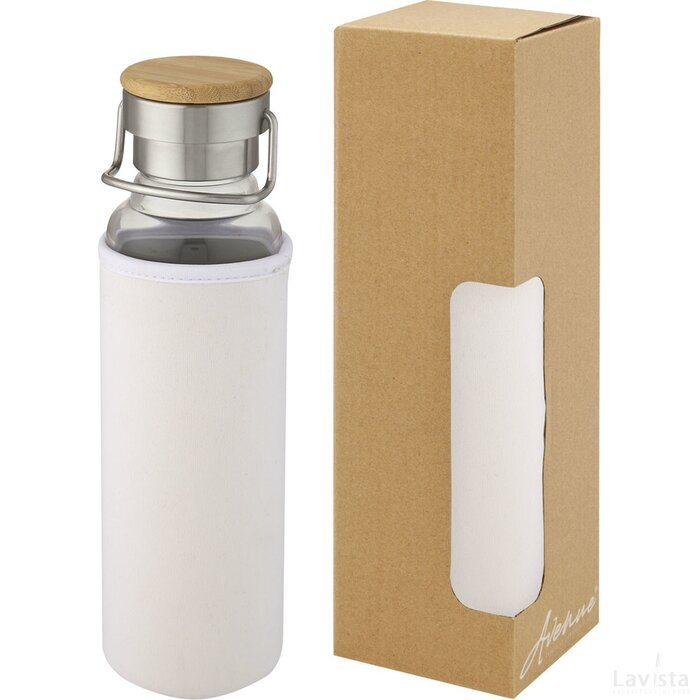 Thor 660 ml glazen fles met hoes van neopreen Wit