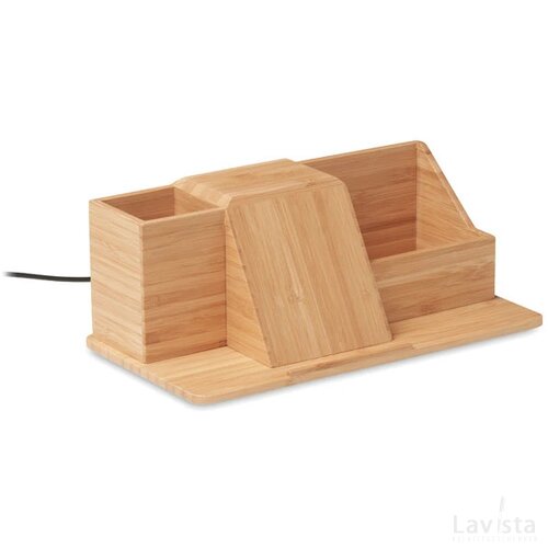 Desktop draadloze lader 10w Groovy hout