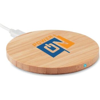 Ronde draadloze bamboe oplader Rundo + hout