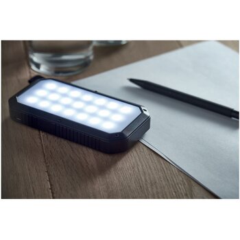 Solar powerbank met lampje (8.000 mAh) Zwart