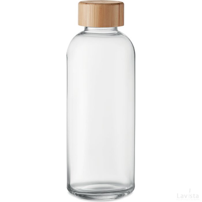 Glazen fles 650ml bamboe dop Frisian transparant