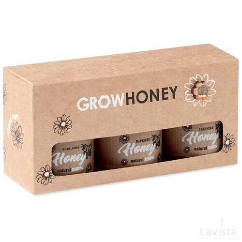 Set van 3 wilde bloemenhoning Beebee set hout