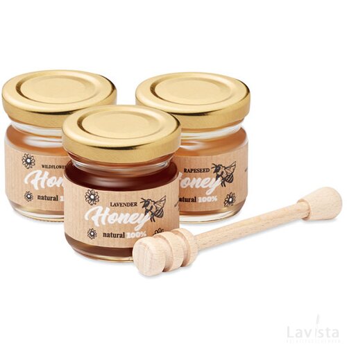 Set van 3 wilde bloemenhoning Beebee set hout
