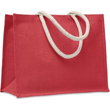 Jute tas met katoenen hengsels Aura rood