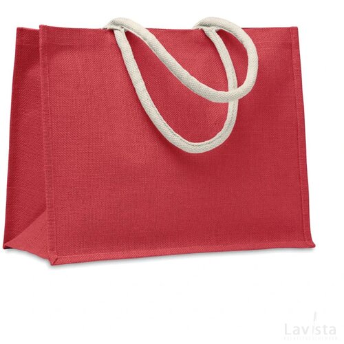 Jute tas met katoenen hengsels Aura rood