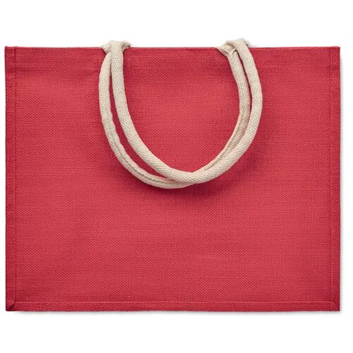 Jute tas met katoenen hengsels Aura rood
