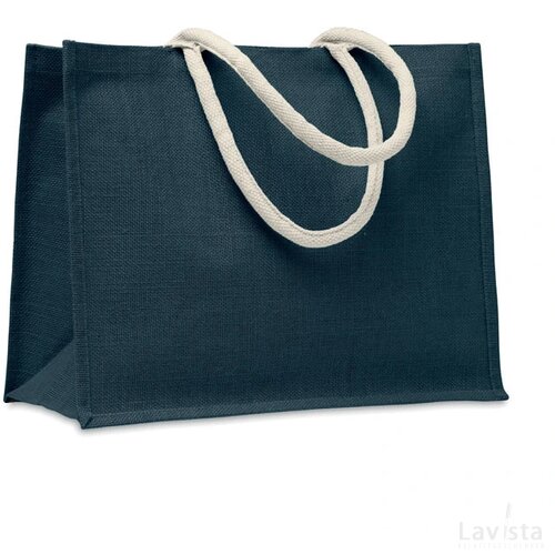 Jute tas met katoenen hengsels Aura blauw