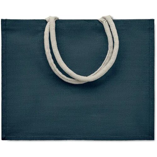 Jute tas met katoenen hengsels Aura blauw