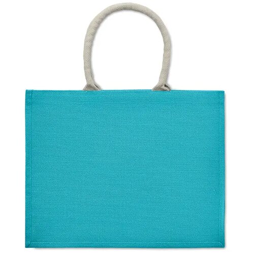 Jute tas met katoenen hengsels Aura turquoise