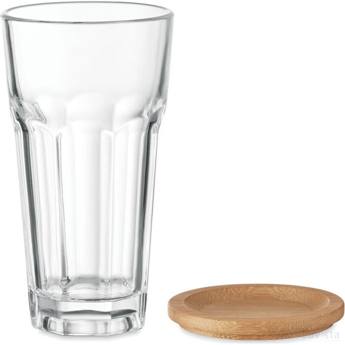 Glas met bamboe deksel Sempre transparant