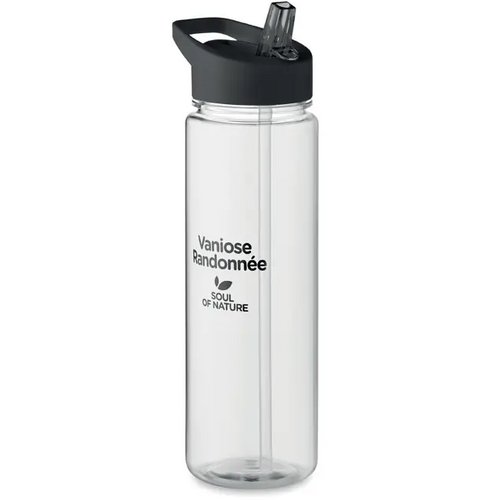 RPET waterfles met fliptop (650 ml) Zwart
