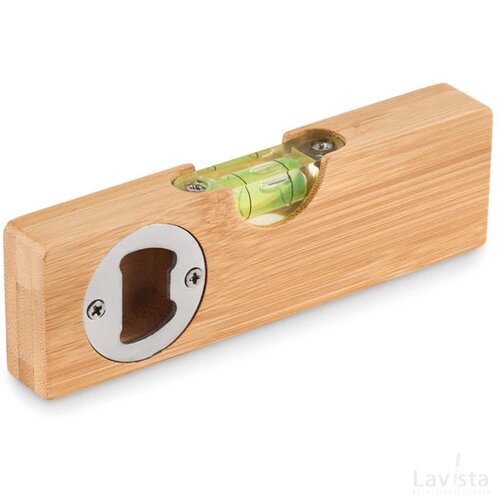 Waterpas met flesopener Spiren hout