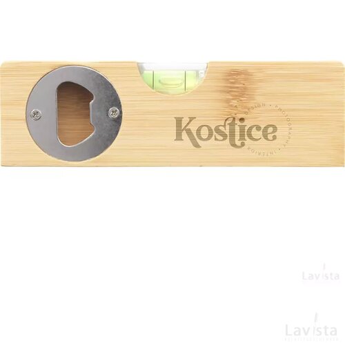 Waterpas met flesopener Spiren hout