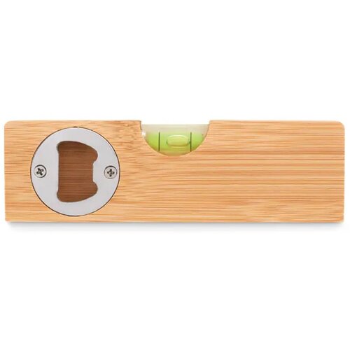 Waterpas met flesopener Spiren hout