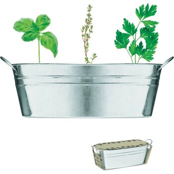 Zinken kuipje 3 zakjes Mix seeds mat zilver