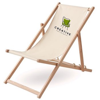 Houten strandstoel Beige