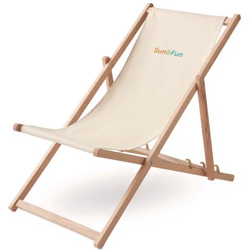 Houten strandstoel Beige