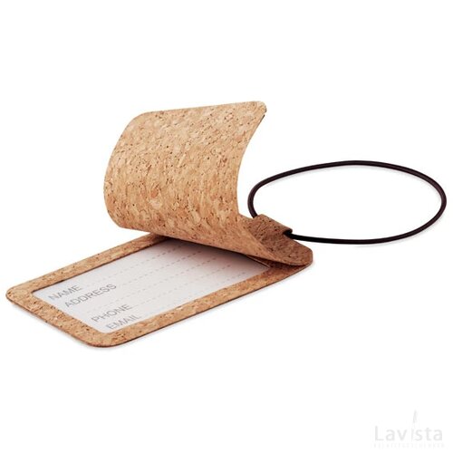 Bagagelabel van kurk Ovalis beige