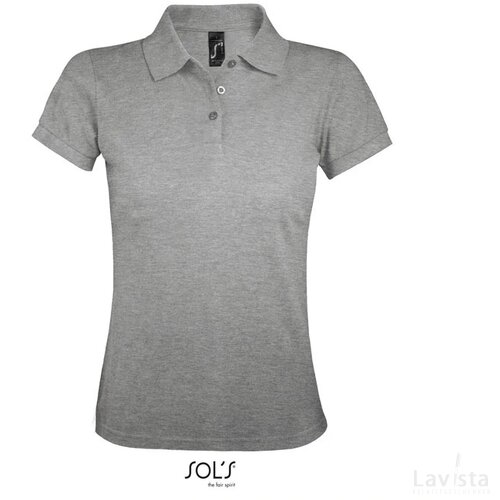 Prime dames polo200g Prime women grey melange