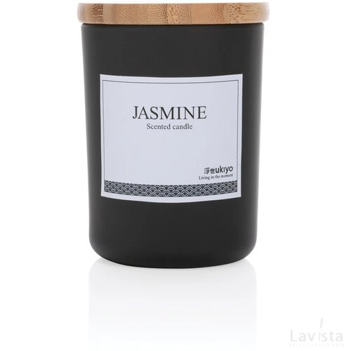 Ukiyo luxe geurkaars met bamboe deksel zwart