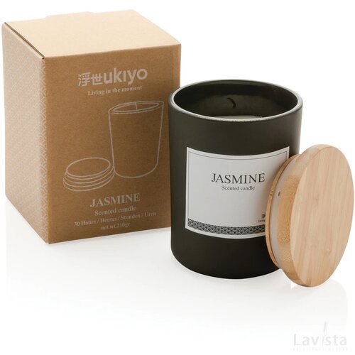 Ukiyo luxe geurkaars met bamboe deksel zwart