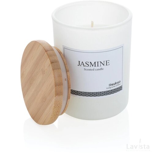 Ukiyo luxe geurkaars met bamboe deksel wit