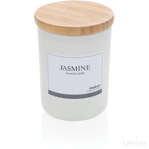 Ukiyo luxe geurkaars met bamboe deksel wit