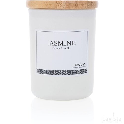 Ukiyo luxe geurkaars met bamboe deksel wit