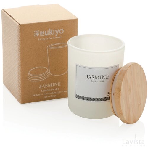 Ukiyo luxe geurkaars met bamboe deksel wit