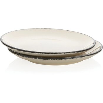 Ukiyo dinerborden set van 2 wit, zwart