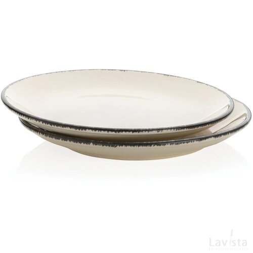 Ukiyo dinerborden set van 2 wit, zwart
