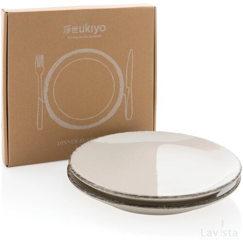 Ukiyo dinerborden set van 2 wit, zwart