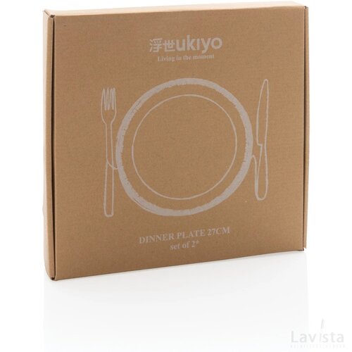 Ukiyo dinerborden set van 2 wit, zwart