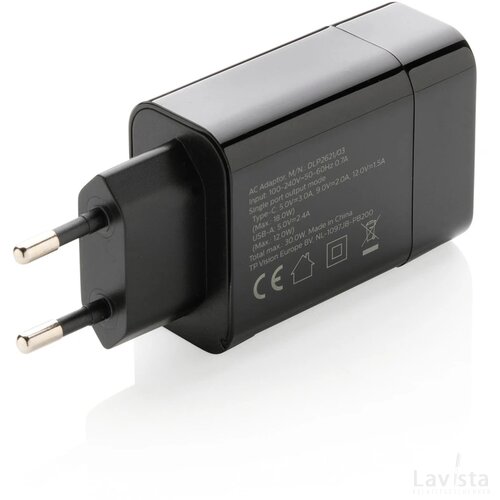 Philips 30W snellader met dual output en PD zwart