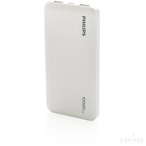 Philips 10.000 mAh platte powerbank wit